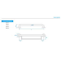 Grab Rail Concealed Fix - Including Towel Rail